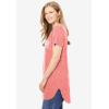 Woman Within Plus Size Marled V-Neck Tunic(Sweet Coral Butterfly)
