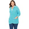 Woman Within Plus Size Marled Zip-Front Cable Knit Cardigan Sweater(Pine Sage Marled)