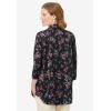 Woman Within Plus Size No Iron Three-Quarter Sleeve Peachskin Shirt(Black Floral)