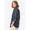 Woman Within Plus Size No Iron Three-Quarter Sleeve Peachskin Shirt(Navy Floral)