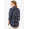 Woman Within Plus Size No Iron Three-Quarter Sleeve Peachskin Shirt(Navy Floral)