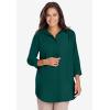 Woman Within Plus Size No Iron Three-Quarter Sleeve Peachskin Shirt(New Khaki Paisley)