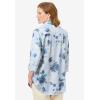 Woman Within Plus Size No Iron Three-Quarter Sleeve Peachskin Shirt(Pearl Grey Romantic Floral)