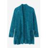 Woman Within Plus Size Open Front Chenille Cardigan Sweater(Jewel Space Dye)