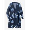 Woman Within Plus Size Perfect Cotton Duster Sweater(Black Scattered Stars)