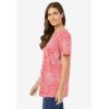 Woman Within Plus Size Perfect Printed Short-Sleeve V-Neck Tunic(Sweet Coral Palm)