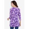 Woman Within Plus Size Perfect Printed Three-Quarter Sleeve Crewneck Tunic(Petal Purple Tie Dye)
