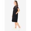 Woman Within Plus Size Perfect Short-Sleeve Crewneck Tee Dress(Black Red Falling Hearts)