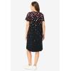 Woman Within Plus Size Perfect Short-Sleeve Crewneck Tee Dress(Black Red Falling Hearts)