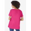 Woman Within Plus Size Perfect Short-Sleeve Keyhole Tee(Raspberry Sorbet)