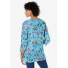 Woman Within Plus Size Perfect Three-Quarter Tie-Sleeve Tee(Banana Jacquard Floral)