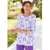 Woman Within Plus Size Perfect Three-Quarter Tie-Sleeve Tee(Olive Jacquard Floral)
