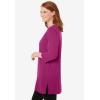 Woman Within Plus Size Perfect Three-Quarter-Sleeve Scoopneck Tunic(Raspberry)