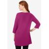 Woman Within Plus Size Perfect Three-Quarter-Sleeve Scoopneck Tunic(Raspberry)