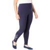 Woman Within Plus Size Petite Stretch-Cotton Knit Pull-On Embroidered Leggings(Medium Heather Grey Floral Embroidery)