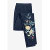 Woman Within Plus Size Petite Stretch-Cotton Knit Pull-On Embroidered Leggings(Navy Banana Floral Embroidery)