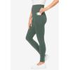 Woman Within Plus Size Petite Stretch-Cotton Knit Pull-On Pocket Leggings(Pine)