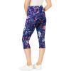 Woman Within Plus Size Petite Stretch-Cotton Knit Pull-On Printed Pocket Capri Leggings(Navy Coral Multi Floral)