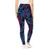 Woman Within Plus Size Petite Stretch-Cotton Knit Pull-On Printed Pocket Leggings(Black Teal Lilies)