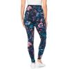 Woman Within Plus Size Petite Stretch-Cotton Knit Pull-On Printed Pocket Leggings(Navy Coral Multi Floral)