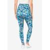 Woman Within Plus Size Petite Stretch-Cotton Knit Pull-On Printed Pocket Leggings(Paradise Blue Abstract)