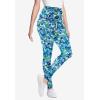 Woman Within Plus Size Petite Stretch-Cotton Knit Pull-On Printed Pocket Leggings(Paradise Blue Abstract)