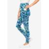 Woman Within Plus Size Petite Stretch-Cotton Knit Pull-On Printed Pocket Leggings(Paradise Blue Abstract)