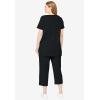 Woman Within Plus Size Printed Tunic And Capri Set(Black)