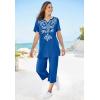 Woman Within Plus Size Printed Tunic And Capri Set(Bright Cobalt)