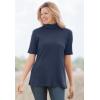 Woman Within Plus Size Ribbed Short Sleeve Turtleneck(Deep Claret)