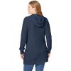 Woman Within Plus Size Shaker Sweater Pullover Hoodie(Navy)