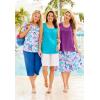 Woman Within Plus Size Short-Sleeve V-Neck Shirred Tee(New Khaki Rainforest)