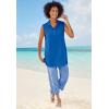 Woman Within Plus Size Sleeveless Polo Tunic(Black)