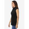 Woman Within Plus Size Sleeveless Polo Tunic(Black)