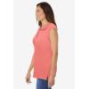 Woman Within Plus Size Sleeveless Polo Tunic(Sweet Coral)