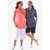Woman Within Plus Size Sleeveless Polo Tunic(Waterfall)