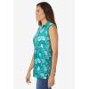 Woman Within Plus Size Sleeveless Polo Tunic(Waterfall Flowers)