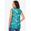 Woman Within Plus Size Sleeveless Polo Tunic(Waterfall Flowers)