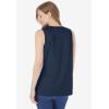 Woman Within Plus Size Smocked Henley Tank Top(Navy)