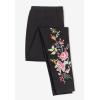 Woman Within Plus Size Stretch-Cotton Knit Pull-On Embroidered Leggings(Black Heart Bloom)