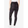 Woman Within Plus Size Stretch-Cotton Knit Pull-On Printed Leggings(Black Pretty Bouquet)