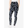 Woman Within Plus Size Stretch-Cotton Knit Pull-On Printed Leggings(Black White Tie Dye)