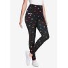 Woman Within Plus Size Stretch-Cotton Knit Pull-On Printed Pocket Leggings(Black Multi Hearts)