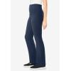 Woman Within Plus Size Tall Stretch-Cotton Knit Pull-On Bootcut Pocket Leggings(Navy)