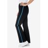 Woman Within Plus Size Tall Stretch-Cotton Knit Pull-On Bootcut Side-Stripe Leggings(Black Paradise Blue)