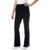 Woman Within Plus Size Tall Stretch-Cotton Knit Pull-On Bootcut Side-Stripe Leggings(Black White)