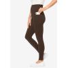 Woman Within Plus Size Tall Stretch-Cotton Knit Pull-On Pocket Leggings(Chocolate)