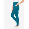Woman Within Plus Size Tall Stretch-Cotton Knit Pull-On Pocket Leggings(Deep Teal)