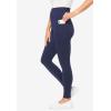 Woman Within Plus Size Tall Stretch-Cotton Knit Pull-On Pocket Leggings(Navy)