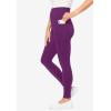 Woman Within Plus Size Tall Stretch-Cotton Knit Pull-On Pocket Leggings(Plum Purple)